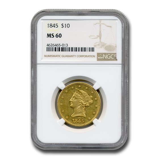 1845 $10 Liberty Gold Eagle MS-60 NGC 1845 $10 Liberty Gold Eagle MS-60 NGC